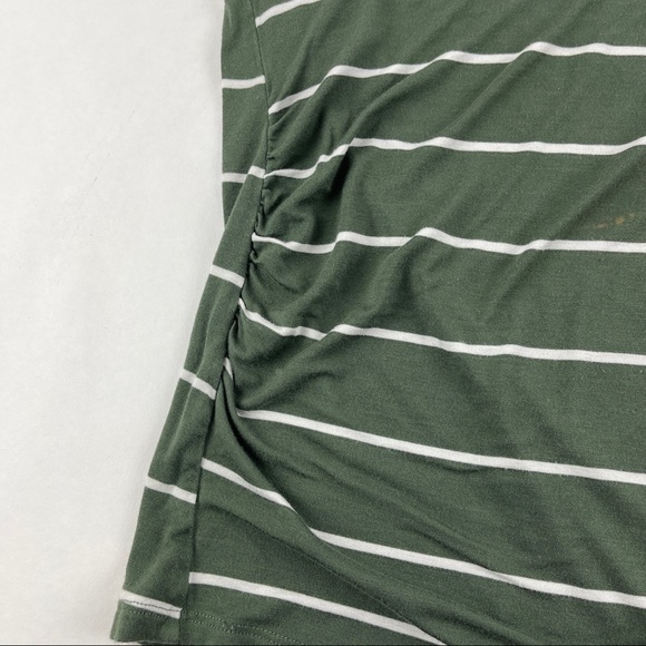 Juniper Ln Maternity Tshirt Womens Small Green White Striped Cinched Sides - Picture 5 of 9